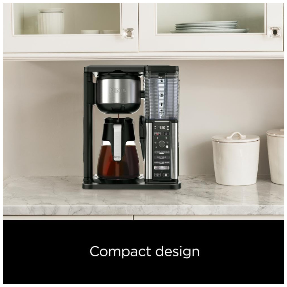 Cafeteira Elétrica Programável Especial, com Jarra de Vidro de 50 Oz, Acabamento e Aço Inoxidável, NINJA CM401, Preto