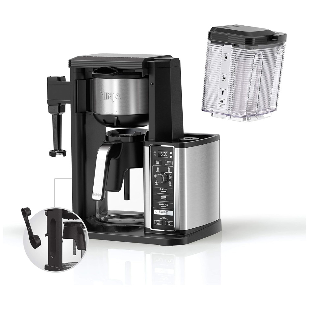 Cafeteira Elétrica Programável Especial, com Jarra de Vidro de 50 Oz, Acabamento e Aço Inoxidável, NINJA CM401, Preto