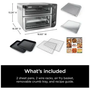Forno Duplo Elétrico de Bancada 12 em 1 com Termômetro Inteligente, 1800W 110V, Ninja DCT451, Prata