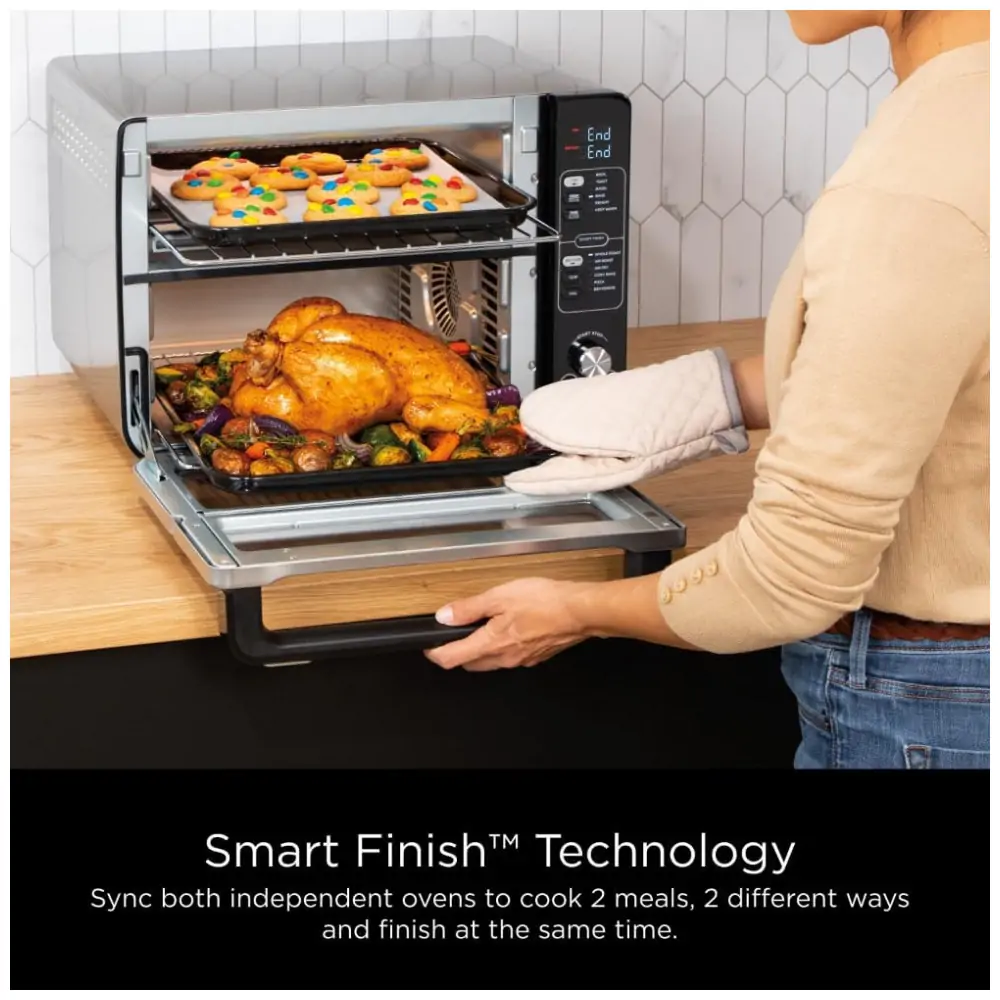 Forno Duplo Elétrico de Bancada 12 em 1 com Termômetro Inteligente, 1800W 110V, Ninja DCT451, Prata