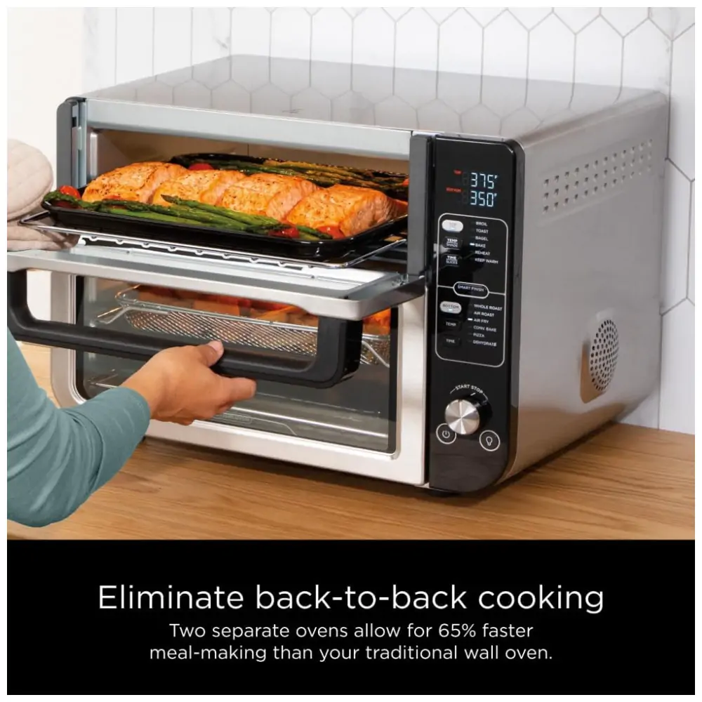 Forno Duplo Elétrico de Bancada 12 em 1 com Termômetro Inteligente, 1800W 110V, Ninja DCT451, Prata