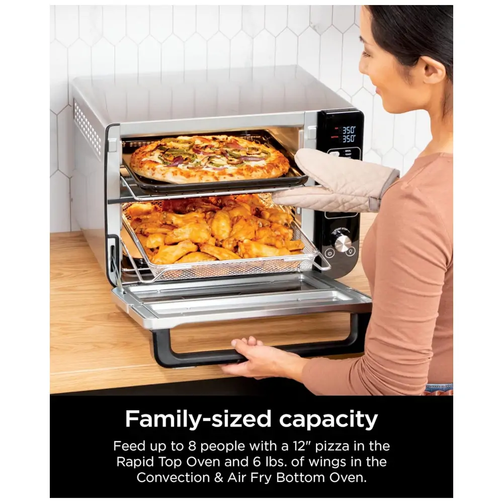 Forno Duplo Elétrico de Bancada 12 em 1 com Termômetro Inteligente, 1800W 110V, Ninja DCT451, Prata