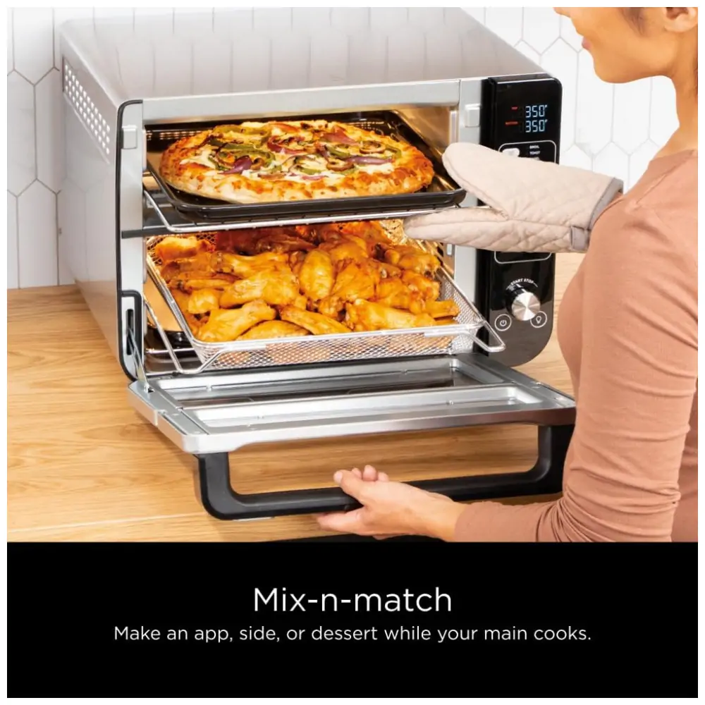 Forno Duplo Elétrico de Bancada 12 em 1 com Termômetro Inteligente, 1800W 110V, Ninja DCT451, Prata