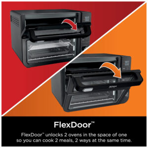 ectqblsw3bsb0b_1.jpg - Forno Elétrico Duplo 13 em 1 com Acabamento Inteligente e Tecnologia FlexDoor e FlavorSeal, 110V 1800W, Ninja DCT402BK, Preto