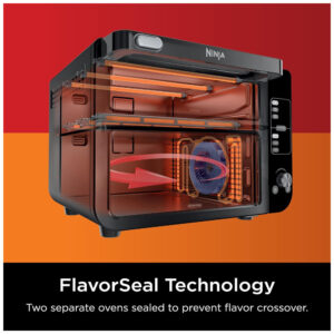 ectqblsw3bsb0b_2.jpg - Forno Elétrico Duplo 13 em 1 com Acabamento Inteligente e Tecnologia FlexDoor e FlavorSeal, 110V 1800W, Ninja DCT402BK, Preto