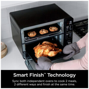 ectqblsw3bsb0b_3.jpg - Forno Elétrico Duplo 13 em 1 com Acabamento Inteligente e Tecnologia FlexDoor e FlavorSeal, 110V 1800W, Ninja DCT402BK, Preto