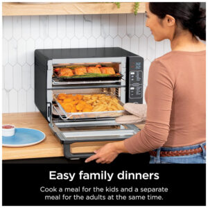 ectqblsw3bsb0b_4.jpg - Forno Elétrico Duplo 13 em 1 com Acabamento Inteligente e Tecnologia FlexDoor e FlavorSeal, 110V 1800W, Ninja DCT402BK, Preto