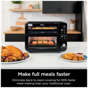 ectqblsw3bsb0b_7.jpg - Forno Elétrico Duplo 13 em 1 com Acabamento Inteligente e Tecnologia FlexDoor e FlavorSeal, 110V 1800W, Ninja DCT402BK, Preto