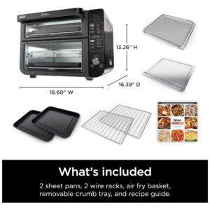 ectqblsw3bsb0b_8.jpg - Forno Elétrico Duplo 13 em 1 com Acabamento Inteligente e Tecnologia FlexDoor e FlavorSeal, 110V 1800W, Ninja DCT402BK, Preto