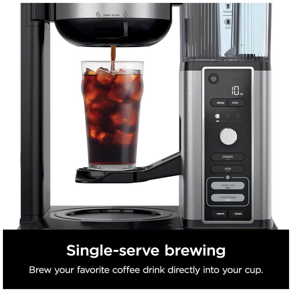 Máquina de Café Quente ou Gelado 12 Xícaras com Reservatório Removível, 110V 1550W, Ninja CM371, Preta