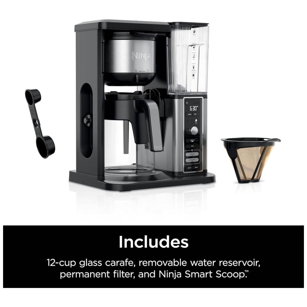 Máquina de Café Quente ou Gelado 12 Xícaras com Reservatório Removível, 110V 1550W, Ninja CM371, Preta