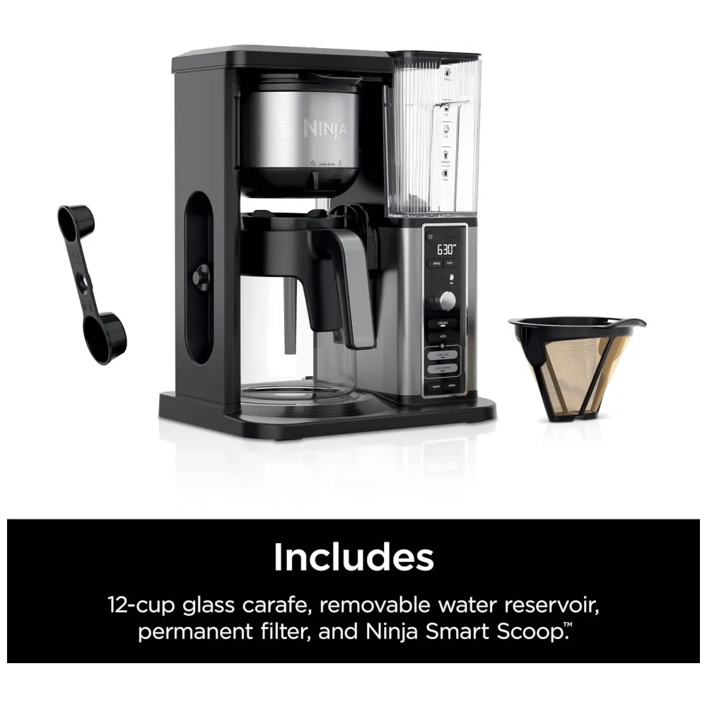 Máquina de Café Quente ou Gelado 12 Xícaras com Reservatório Removível, 110V 1550W, Ninja CM371, Preta