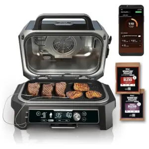 Grill Elétrico Defumador Inteligente7 em 1 com Bluetooth e Controle via APP, Ninja OG951 Woodfire Pro