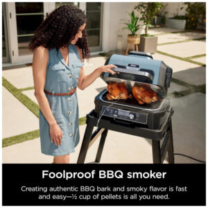 Grill Elétrico Defumador Inteligente7 em 1 com Bluetooth e Controle via APP, Ninja OG951 Woodfire Pro