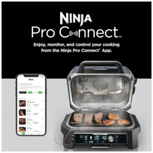 Grill Elétrico Defumador Inteligente7 em 1 com Bluetooth e Controle via APP, Ninja OG951 Woodfire Pro