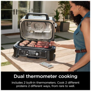 Grill Elétrico Defumador Inteligente7 em 1 com Bluetooth e Controle via APP, Ninja OG951 Woodfire Pro