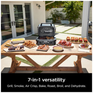Grill Elétrico Defumador Inteligente7 em 1 com Bluetooth e Controle via APP, Ninja OG951 Woodfire Pro