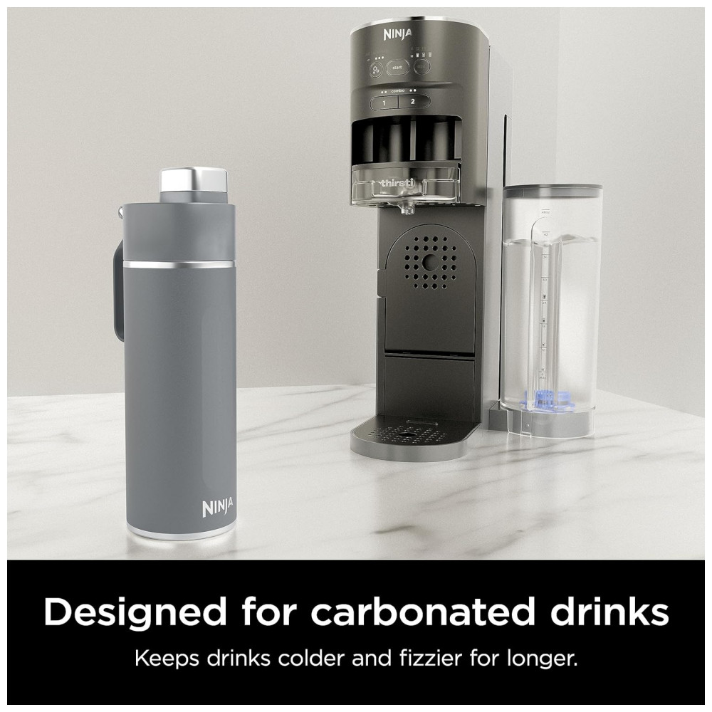 Garrafa Térmica para Água 710mL em Aço Inoxidável, à Prova de Vazamentos e Aguenta Quente por Horas, Ninja DW2401GY, Cinza