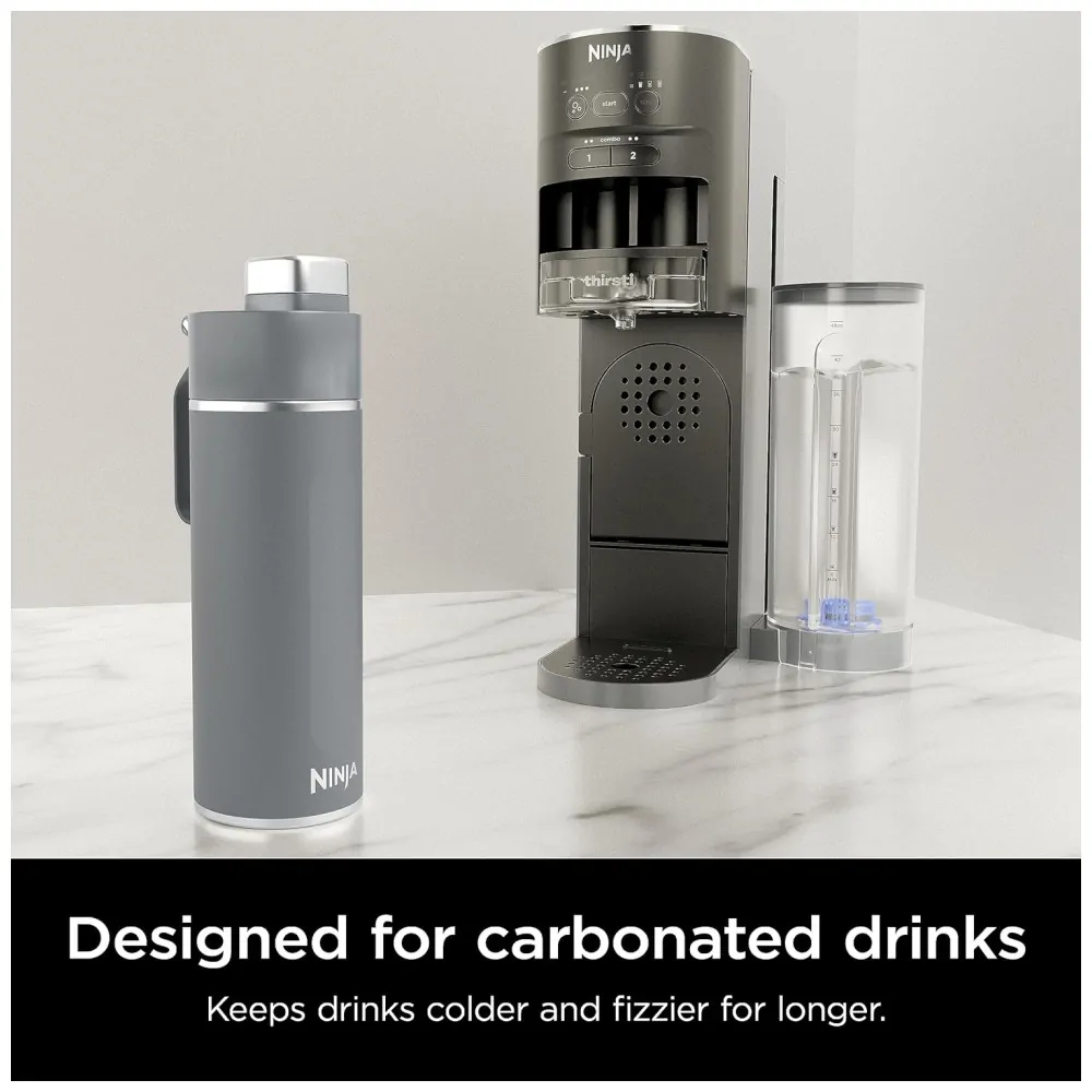 Garrafa Térmica para Água 710mL em Aço Inoxidável, à Prova de Vazamentos e Aguenta Quente por Horas, Ninja DW2401GY, Cinza