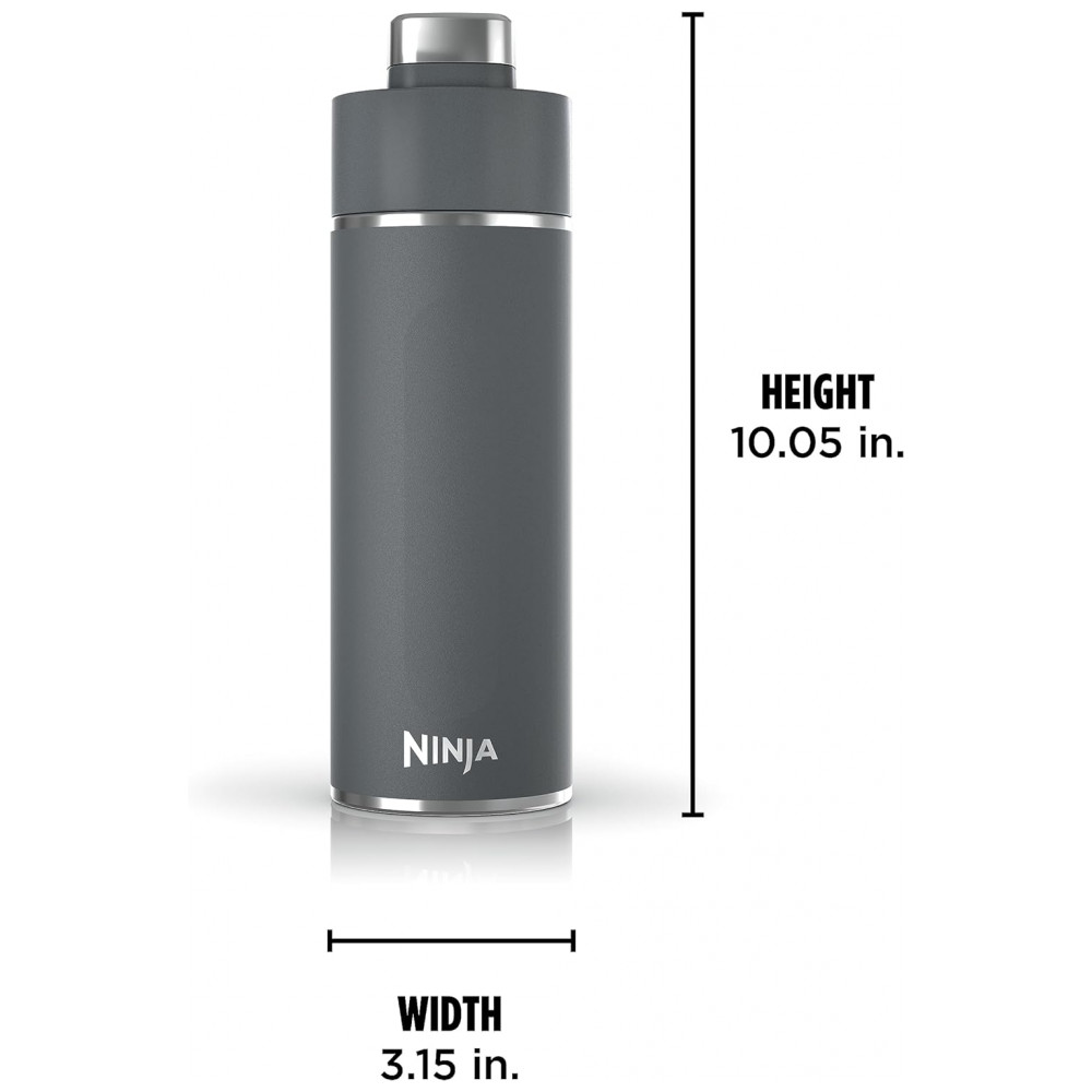 Garrafa Térmica para Água 710mL em Aço Inoxidável, à Prova de Vazamentos e Aguenta Quente por Horas, Ninja DW2401GY, Cinza