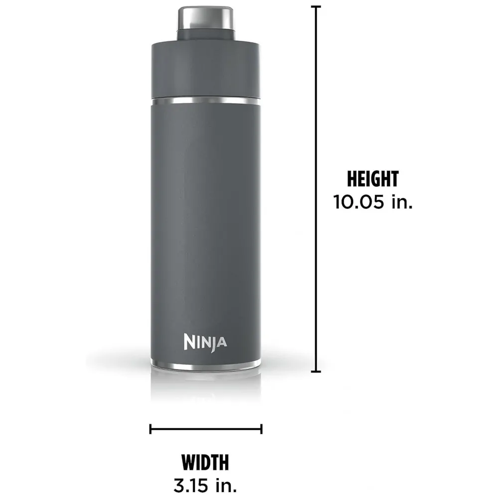 Garrafa Térmica para Água 710mL em Aço Inoxidável, à Prova de Vazamentos e Aguenta Quente por Horas, Ninja DW2401GY, Cinza