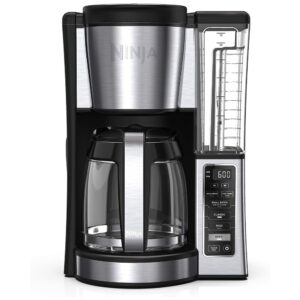 Cafeteira Elétrica Programável, com jarra de vidro de 12 xícaras, acabamento em aço inoxidável e preto, NINJA CE251, Preto