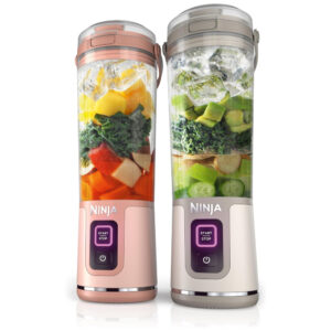 Kit Liquidificador Portátil 532 mL sem Fio Ideal para Vitaminas, 110V Ninja BC155PS, Pêssego e Cinza Pedra