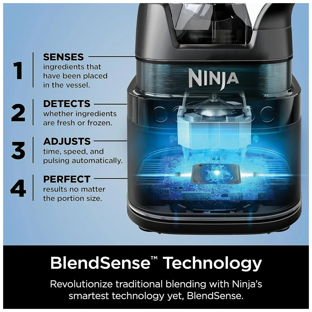 Liquidificador 2,1L com Mostrador Digital e Lâmina Removível, 1200W, Ninja TB201, Prata