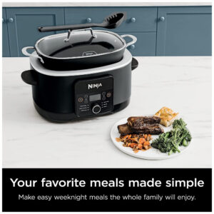 Panela Elétrica Multifuncional 8 Litros 6 em 1 com Tampa de Vidro e Colher Integrada, 110V Ninja MC1010, Preta