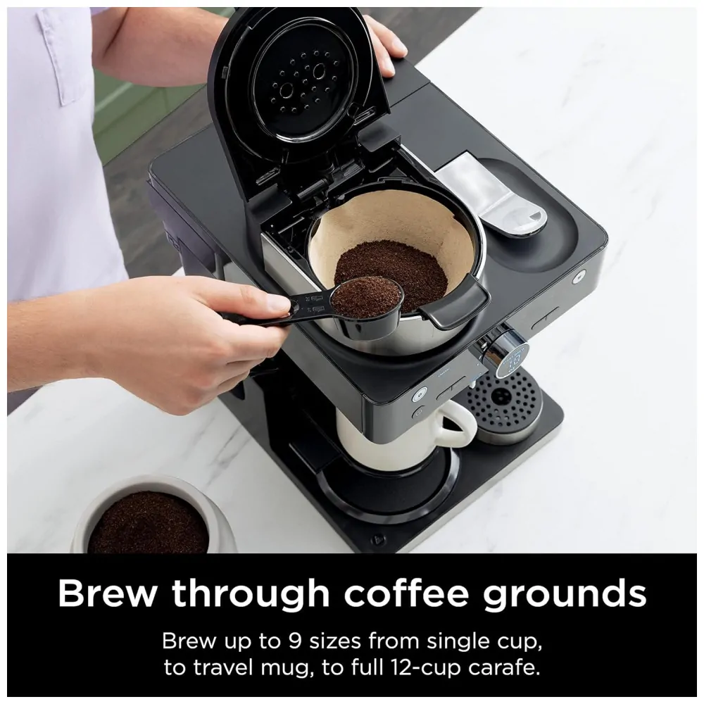 Máquina de Café Expresso Barista CFN601 até 12 Xícaras, Aço Inoxidável, 110v, NINJA, Preto