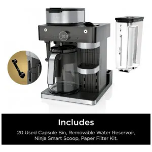 Máquina de Café Expresso Barista CFN601 até 12 Xícaras, Aço Inoxidável, 110v, NINJA, Preto