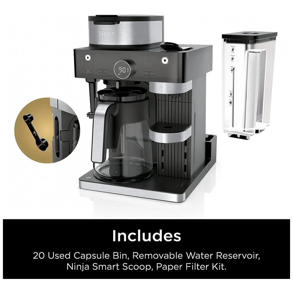 Máquina de Café Expresso Barista CFN601 até 12 Xícaras, Aço Inoxidável, 110v, NINJA, Preto