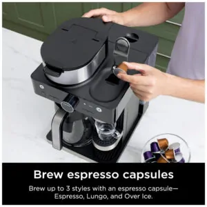 Máquina de Café Expresso Barista CFN601 até 12 Xícaras, Aço Inoxidável, 110v, NINJA, Preto