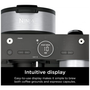 Cafeteira Ninja CFN601 Espresso Barista Preta 12 Xícaras Preparo Duplo Espumador 120V