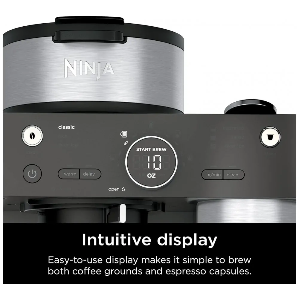 Máquina de Café Expresso Barista CFN601 até 12 Xícaras, Aço Inoxidável, 110v, NINJA, Preto