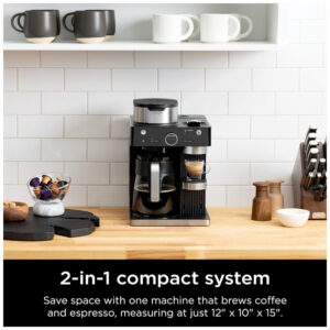 Cafeteira Ninja CFN601 Espresso Barista Preta 12 Xícaras Preparo Duplo Espumador 120V