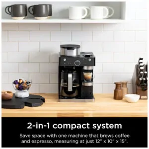 Máquina de Café Expresso Barista CFN601 até 12 Xícaras, Aço Inoxidável, 110v, NINJA, Preto