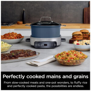 Panela Elétrica 6 Litros 8 em 1 Substitui 10 Ferramentas de Cozinha, 110V 1400W, Ninja MC1101, Azul