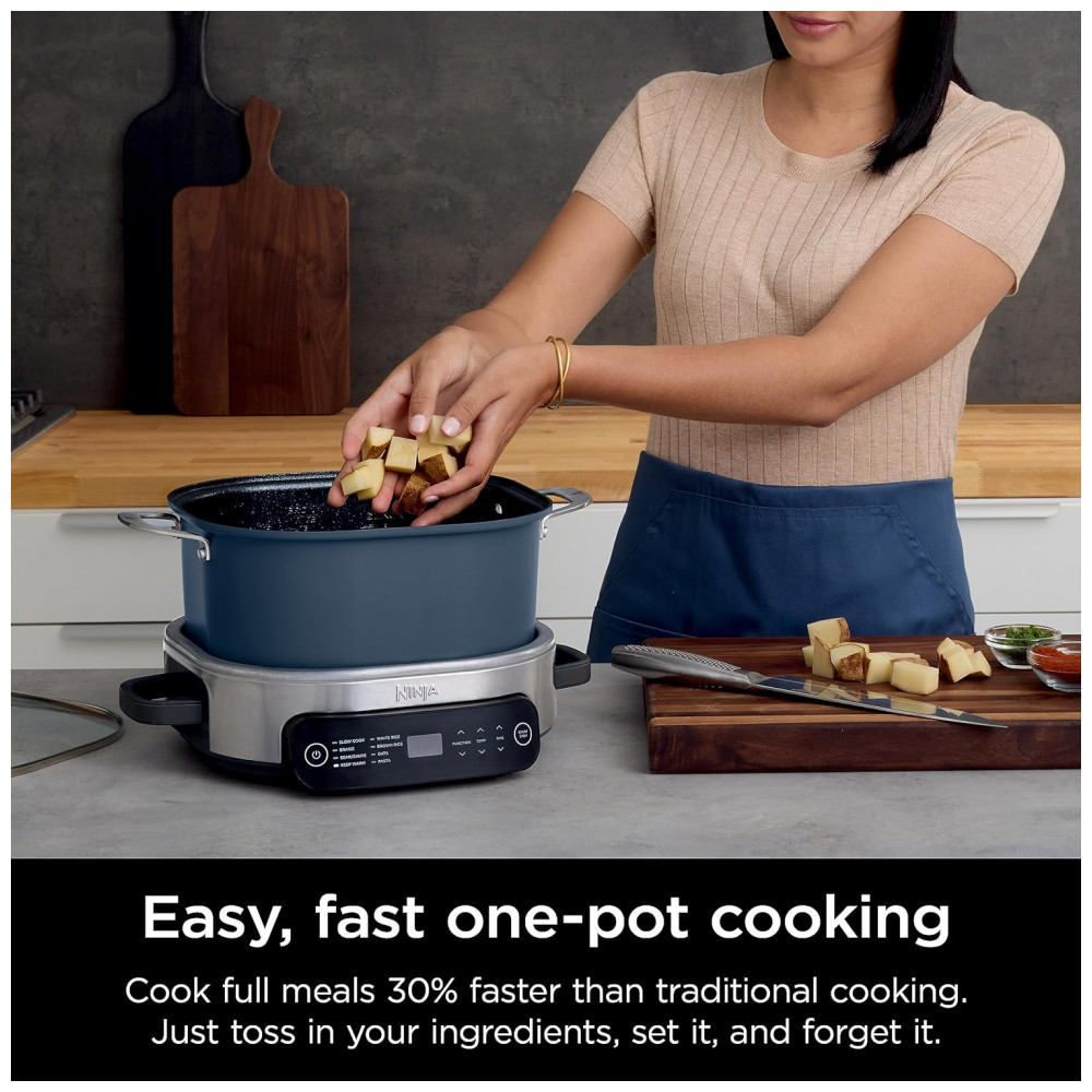 Panela Elétrica 6 Litros 8 em 1 Substitui 10 Ferramentas de Cozinha, 110V 1400W, Ninja MC1101, Azul