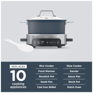 Panela Elétrica 6 Litros 8 em 1 Substitui 10 Ferramentas de Cozinha, 110V 1400W, Ninja MC1101, Azul