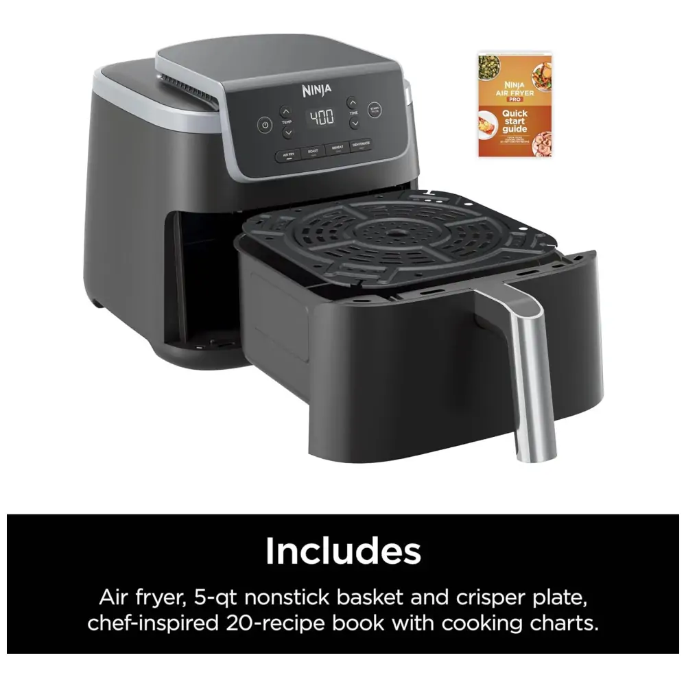 Air Fryer Pro 4 em 1 com Air Crisp de 4,66L Frite, Asse, Reaqueça e Desidrate 110V 1750W, Ninja AF141, Preta