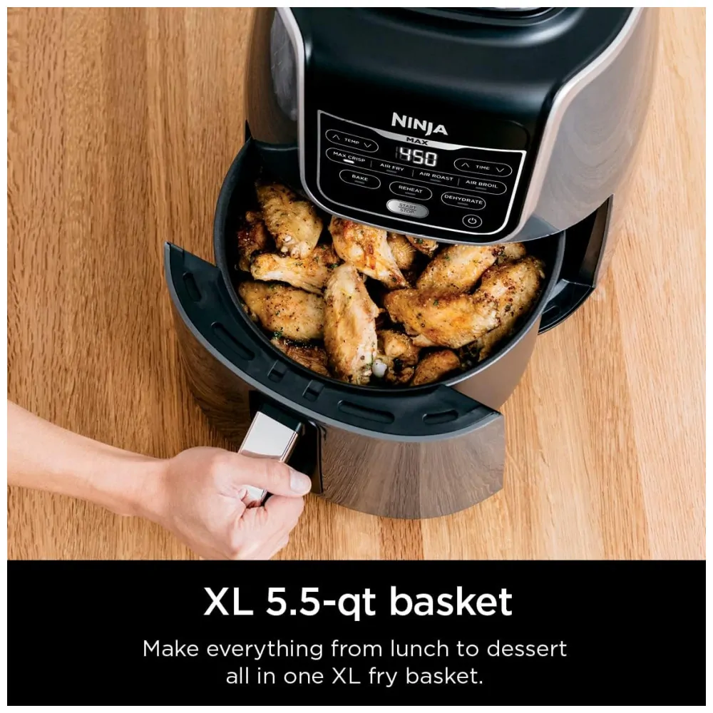 Fritadeira Elétrica Air Fryer 5.2 Litros Cozinha, Reaquece e Desidrata, 110V 1750W, NINJA AF161 Max XL, Cinza
