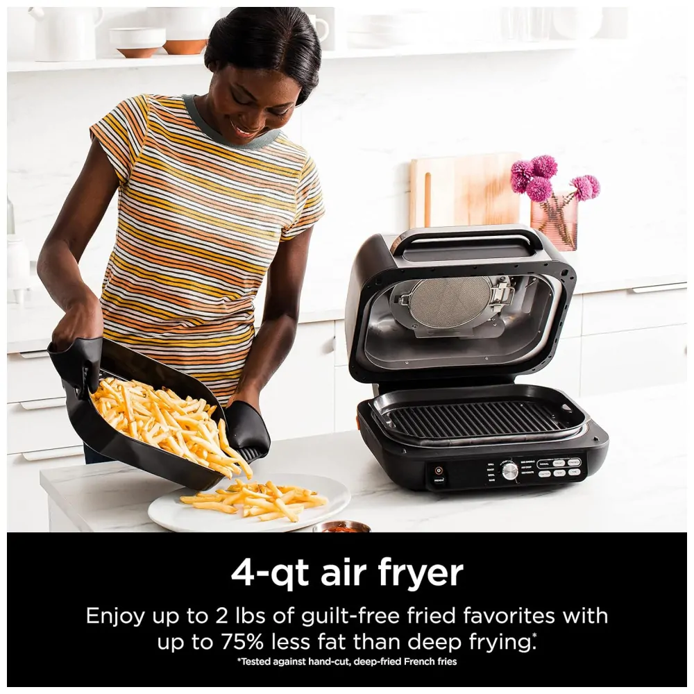 Fritadeira Elétrica AirFryer 7 em 1, Capacidade 4L com Painel Digital, 110v, NINJA IG651, Preto