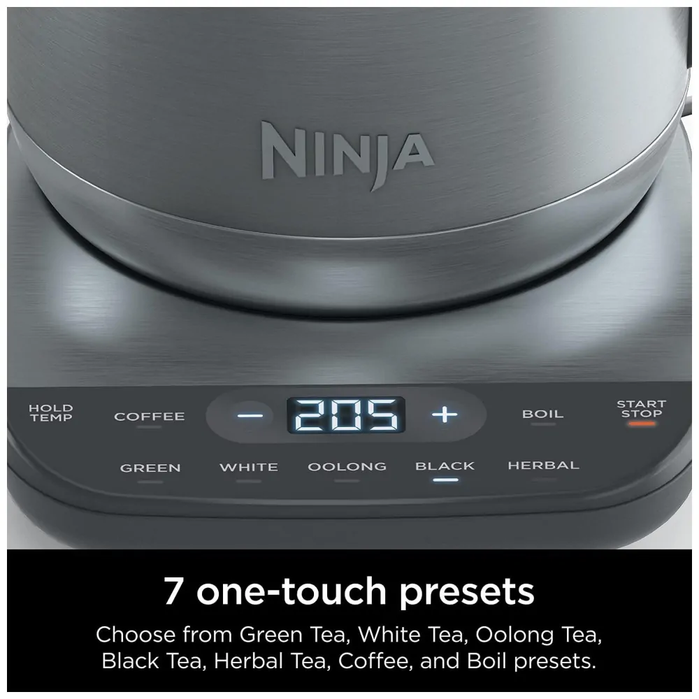 Chaleira Elétrica 1.7L com Controle de Temperatura, 1500W, 110v, NINJA KT200, Prateado