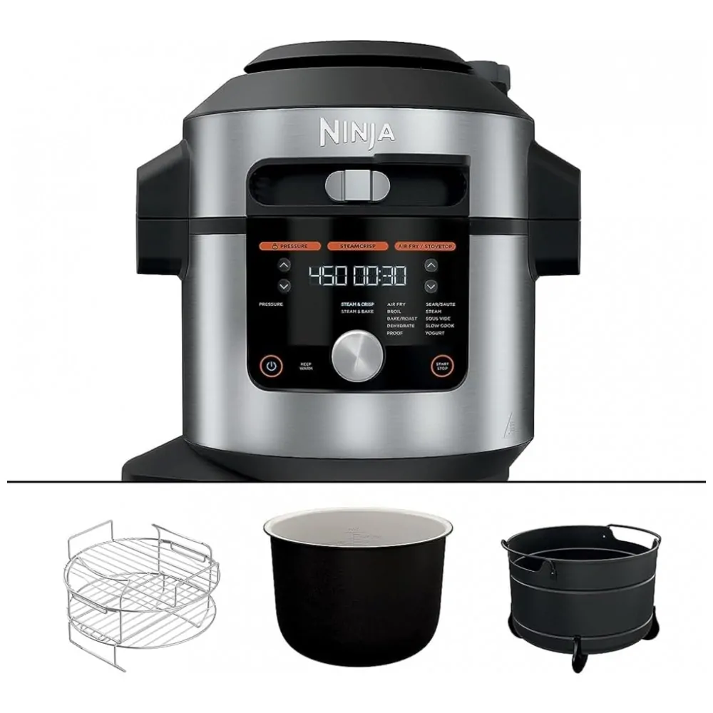 ectq2n21yzq80b_0-3.jpg - Panela Elétrica Air Fryer 7.5L, Multifuncional 14 em 1, 1550W, 110V, NINJA OL601, Prateado