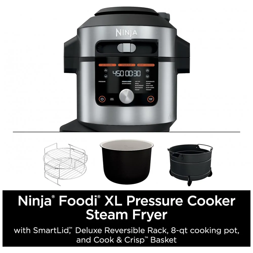 ectq2n21yzq80b_10-3.jpg - Panela Elétrica Air Fryer 7.5L, Multifuncional 14 em 1, 1550W, 110V, NINJA OL601, Prateado