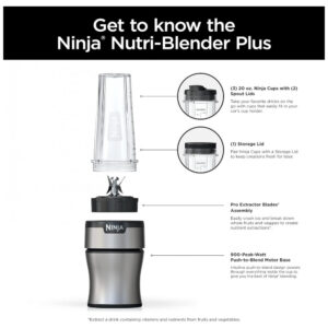 Liquidificador Ninja Nutri Plus BN301 Prata Compacto 900W Vitaminas Portátil 120V
