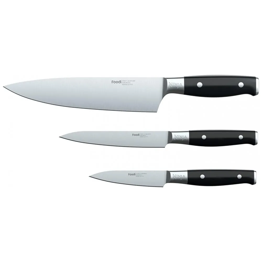 Conjunto de Facas Profissionais em Aço Inoxidável Alemão, 3 Peças Ninja K32003