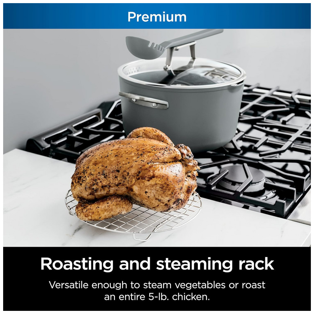 Panela Antiaderente 7L Pode ir Ao Forno Suporta até 260C Aço Inoxidável, NINJA CW202GY, Cinza