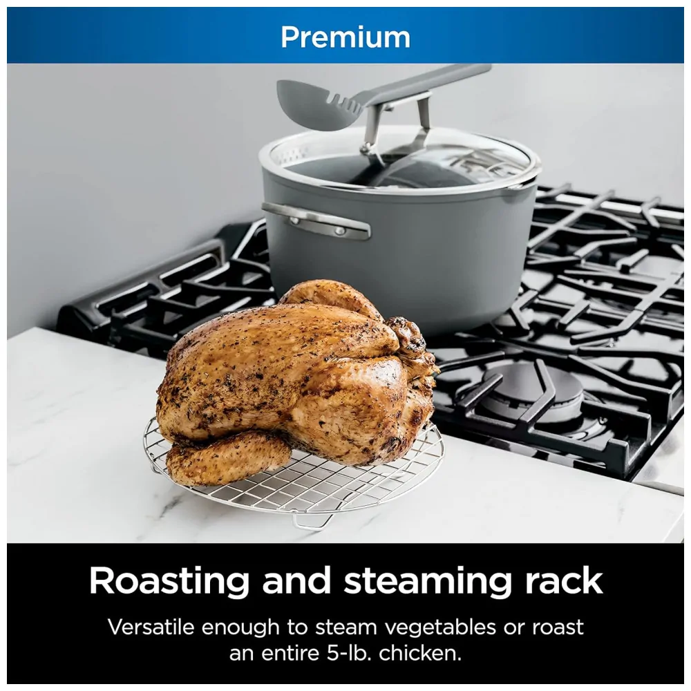 Panela Antiaderente 7L Pode ir Ao Forno Suporta até 260C Aço Inoxidável, NINJA CW202GY, Cinza
